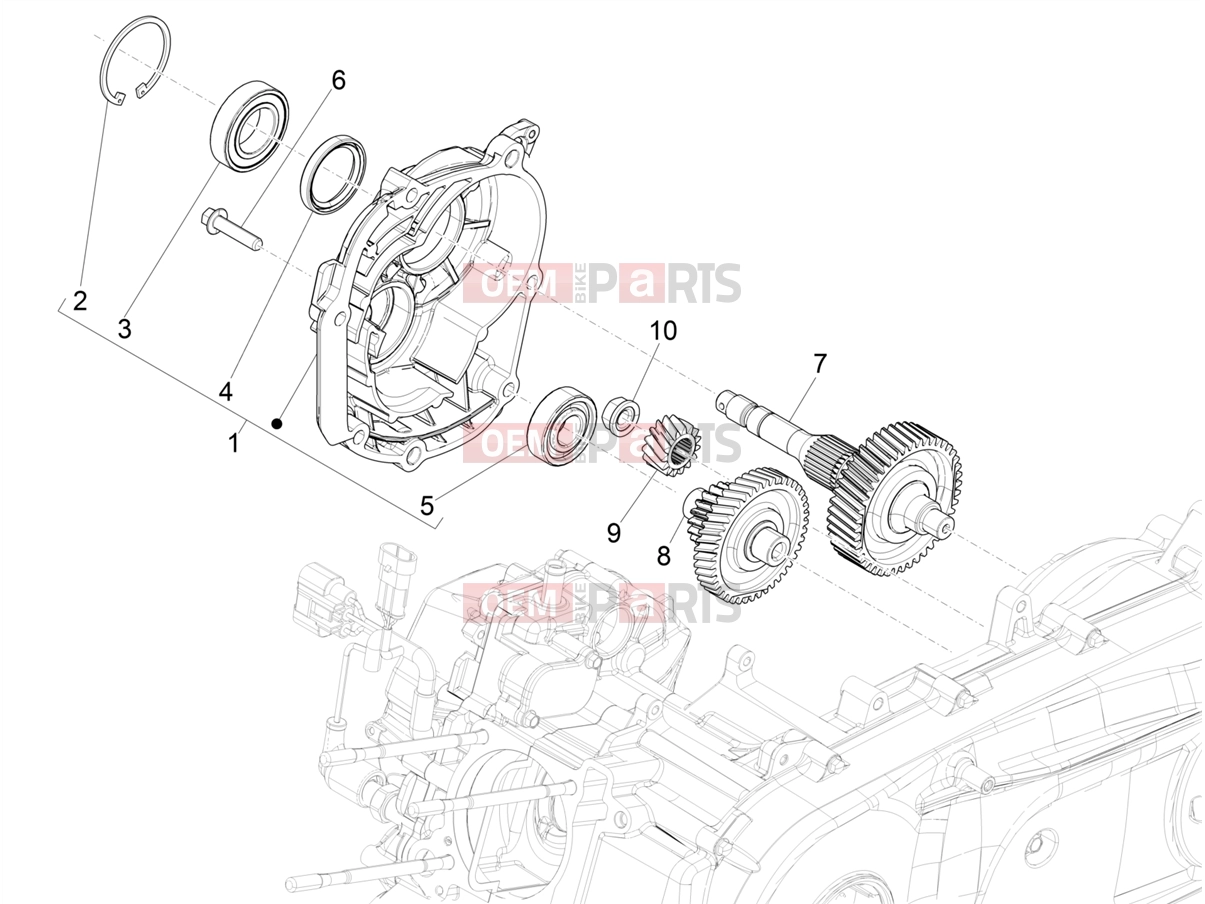 PIAGGIO BV 400 Deep Black E5 (CA, USA) Engine » Reduction unit
