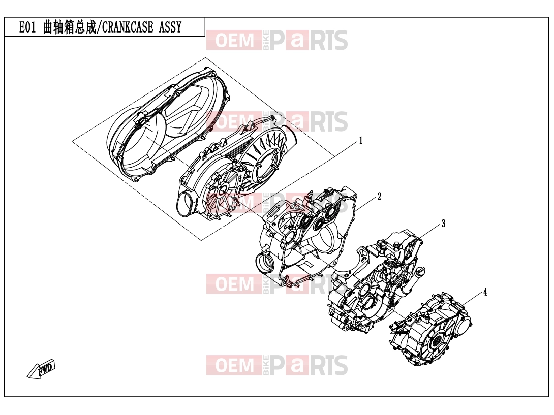 CRANKCASE ASSY. - E01 - CFMOTO UFORCE 550 (CF500UU) 2017