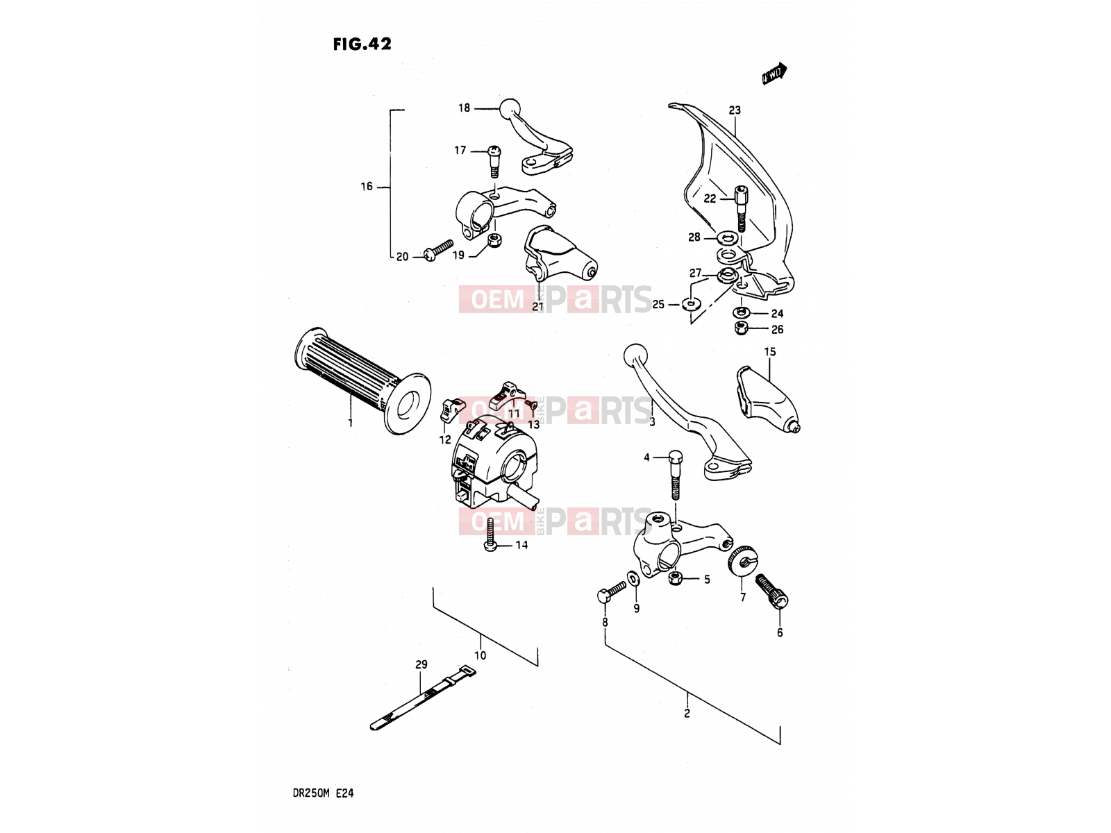 42 - LIGHT HANDLE SWITCH (E06,E21,E24) - Suzuki DR200 H (1987)