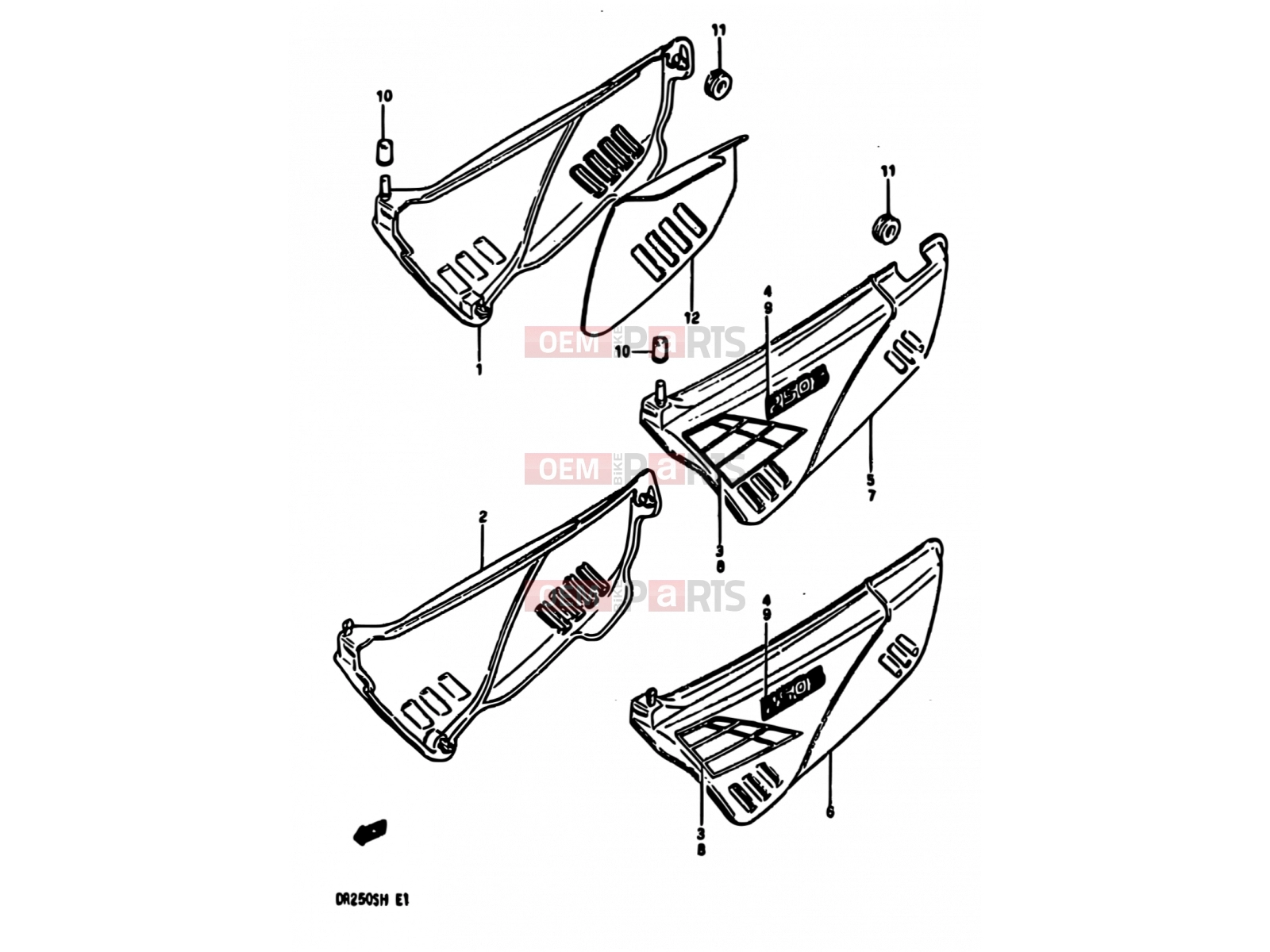 43 - FRAME COVER (MODEL E) - Suzuki DR250S E (1984)