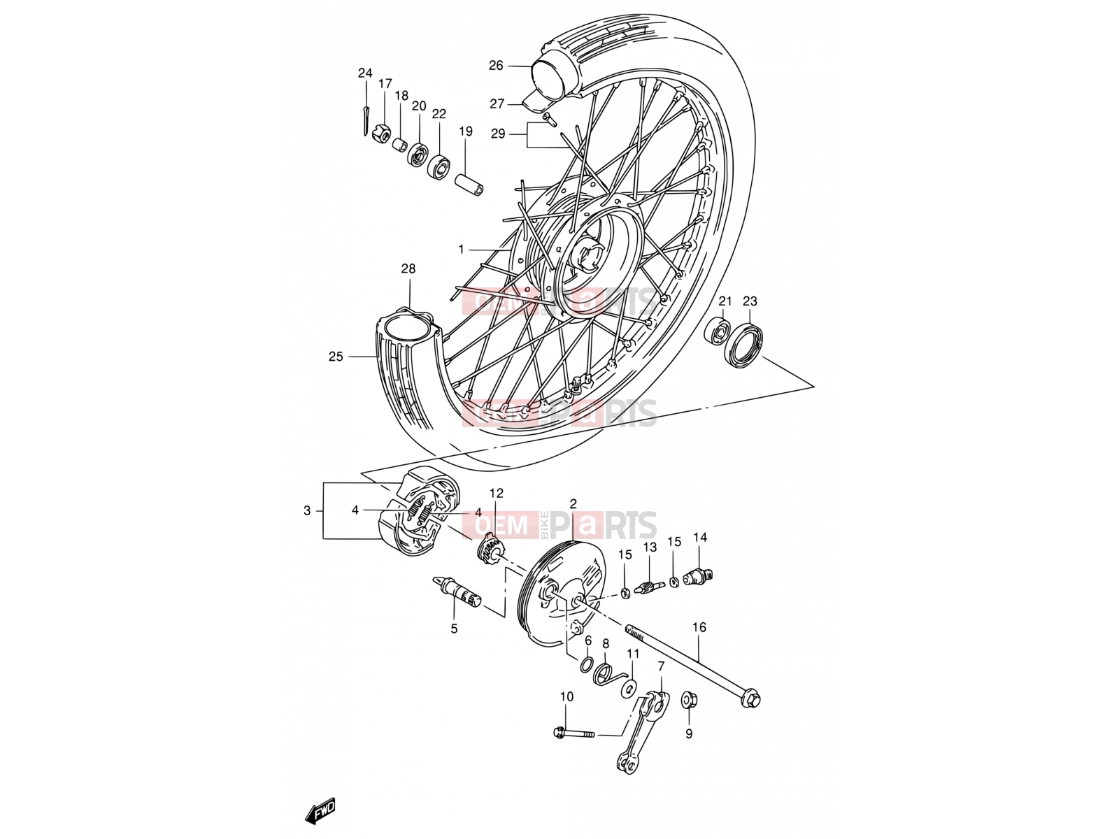 SUZUKI FB100 X (1999) 48A - FRONT WHEEL (SEE NOTE)