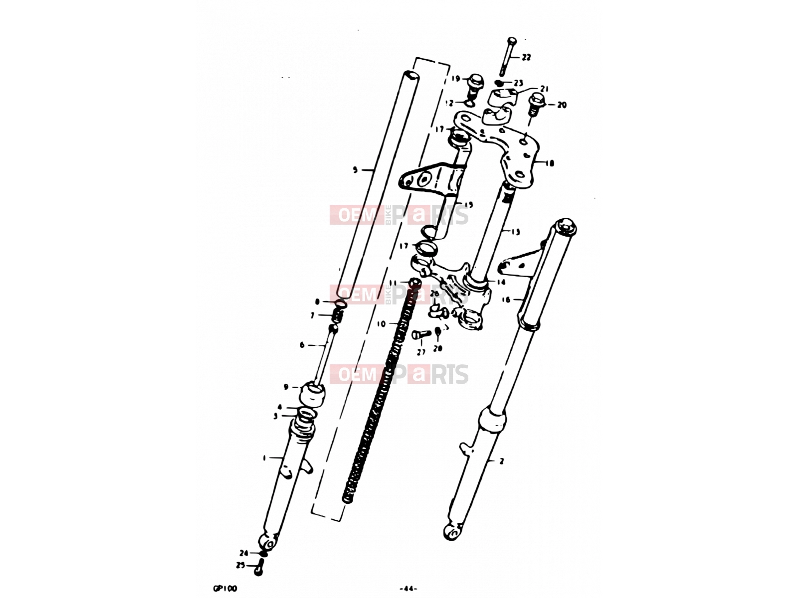 44 - FRONT FORK (E14) - Suzuki GP100 N (1992)