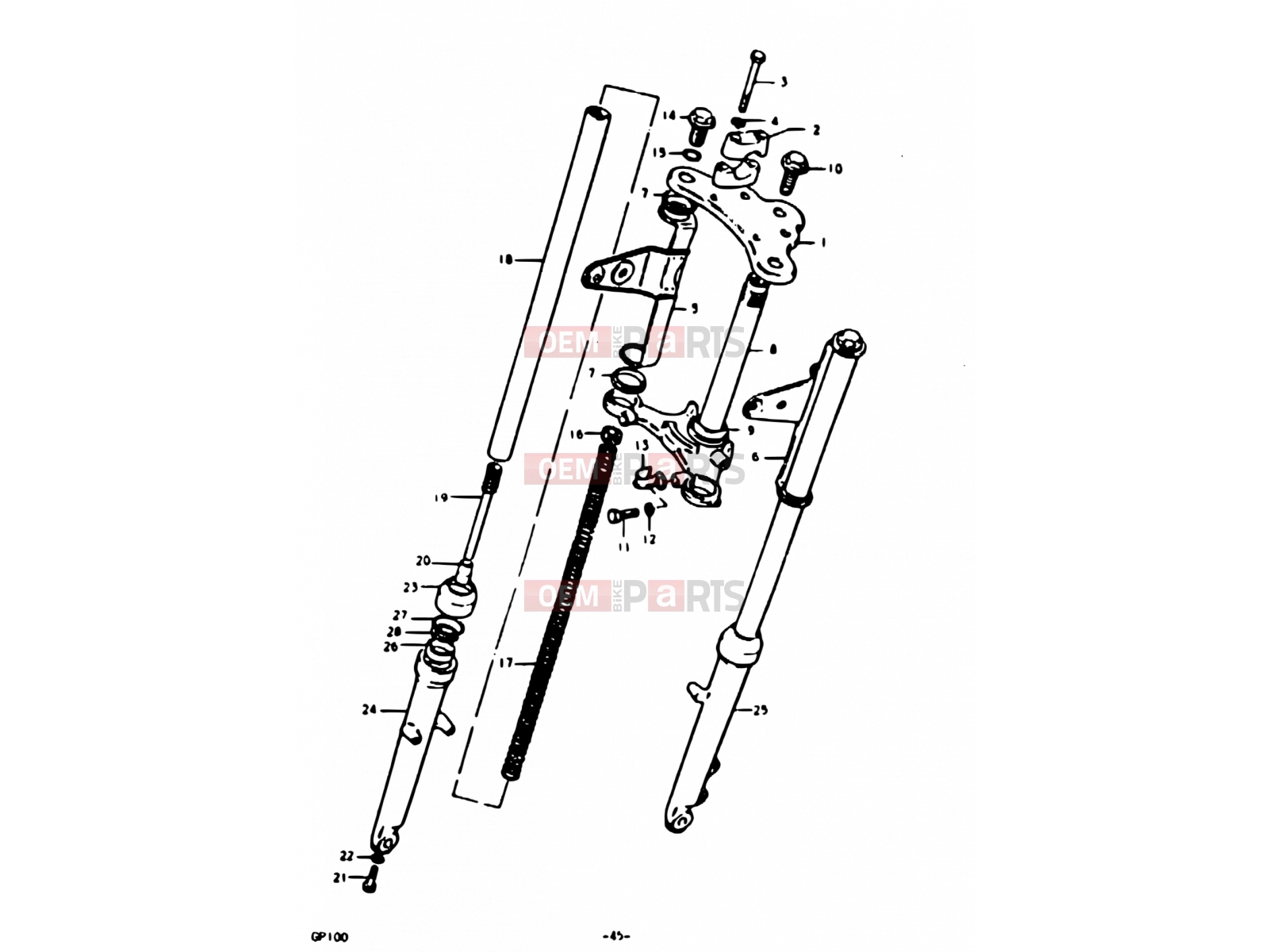 SUZUKI GP100 N (1992) 45 - FRONT FORK (E06, E13, E30)