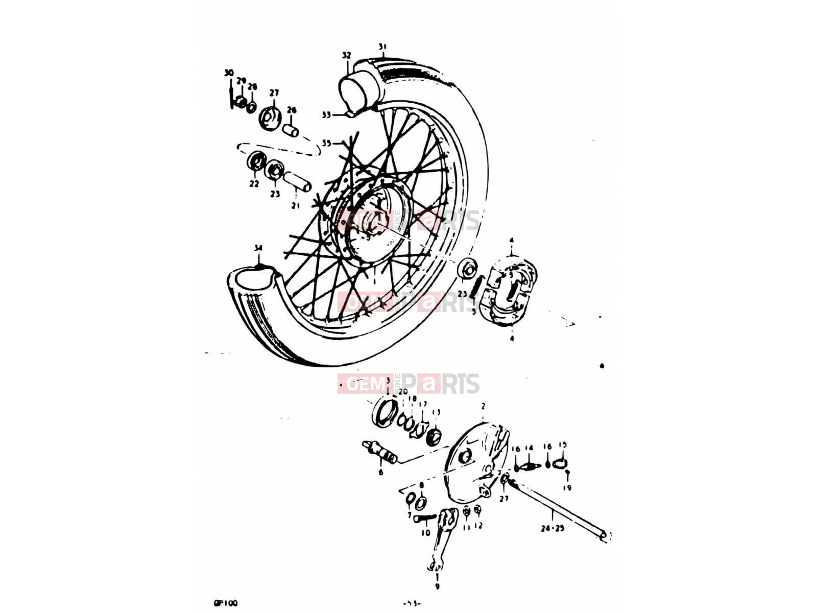 SUZUKI GP100 N (1992) 53 - FRONT WHEEL (E02, E06, E24)