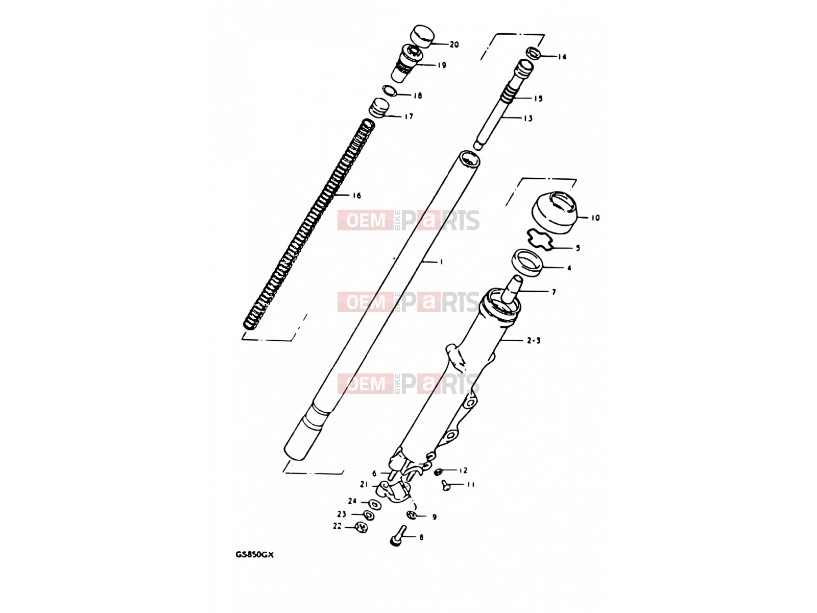 SUZUKI GS850G T (1996) 60 - FRONT FORK (E02, E04, E17, E18, E21, E22, E24, E25, E26, E34,
