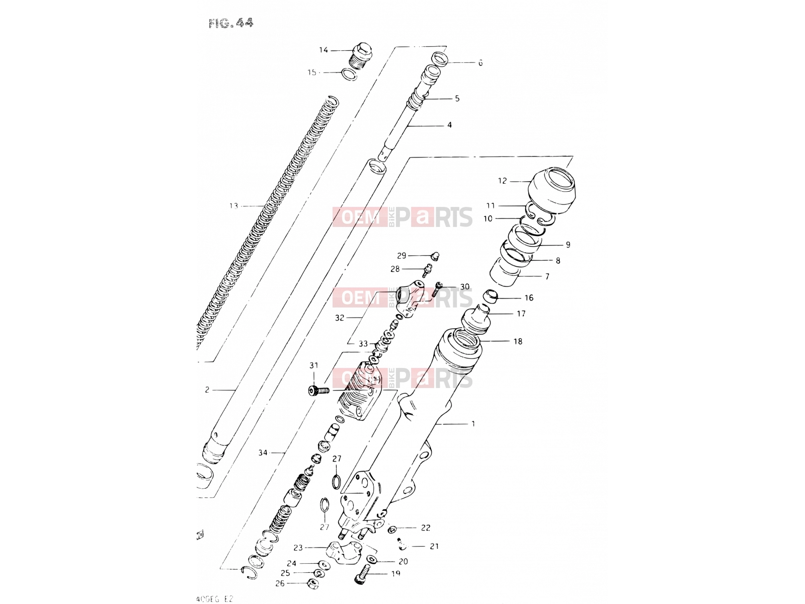 44 - FRONT FORK LEFT DAMPER - Suzuki GSX400E E (1984)