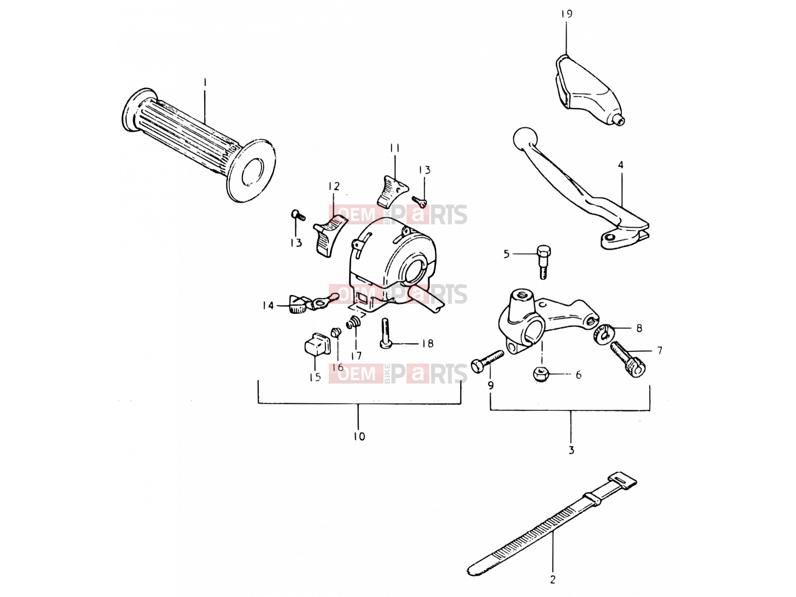 SUZUKI TS125ER X (1999) 72 - LEFT HANDLE SWITCH (E15, E17, E18, E25, E26)