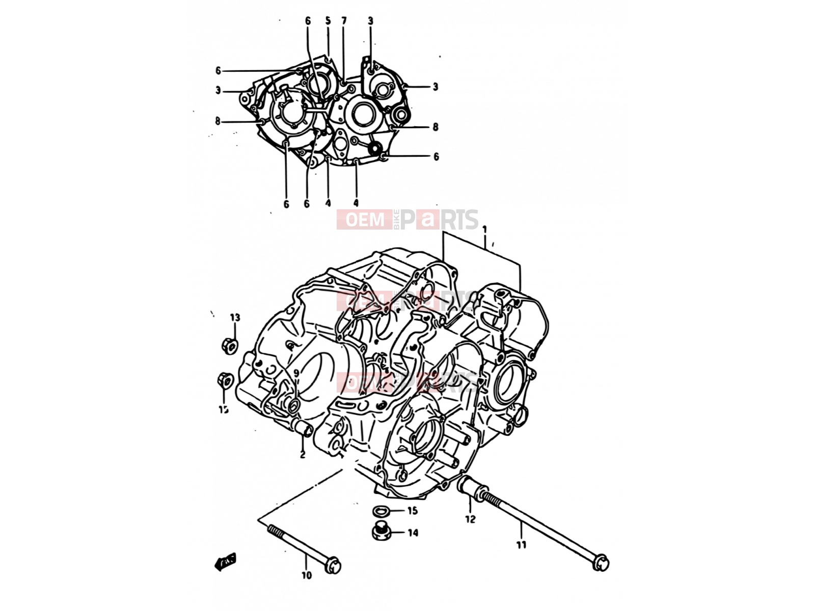 SUZUKI TS250X E (1984) 3 - CRANKCASE (MODEL E)