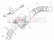 Carburettor, assembly - Union pipe - Piaggio Fly 100 2011